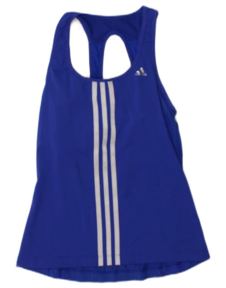 Adidas Dame Climacool Vest Top UK 8 Small Blue Colourblock Nylon