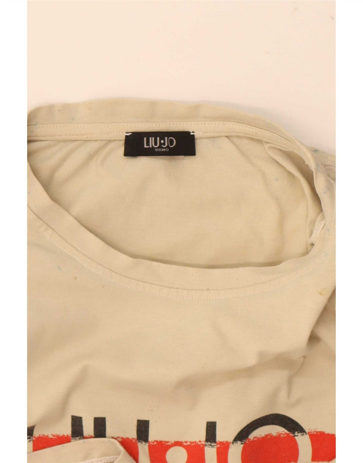Liu Jo Herre grafisk T-shirt Top Medium Beige