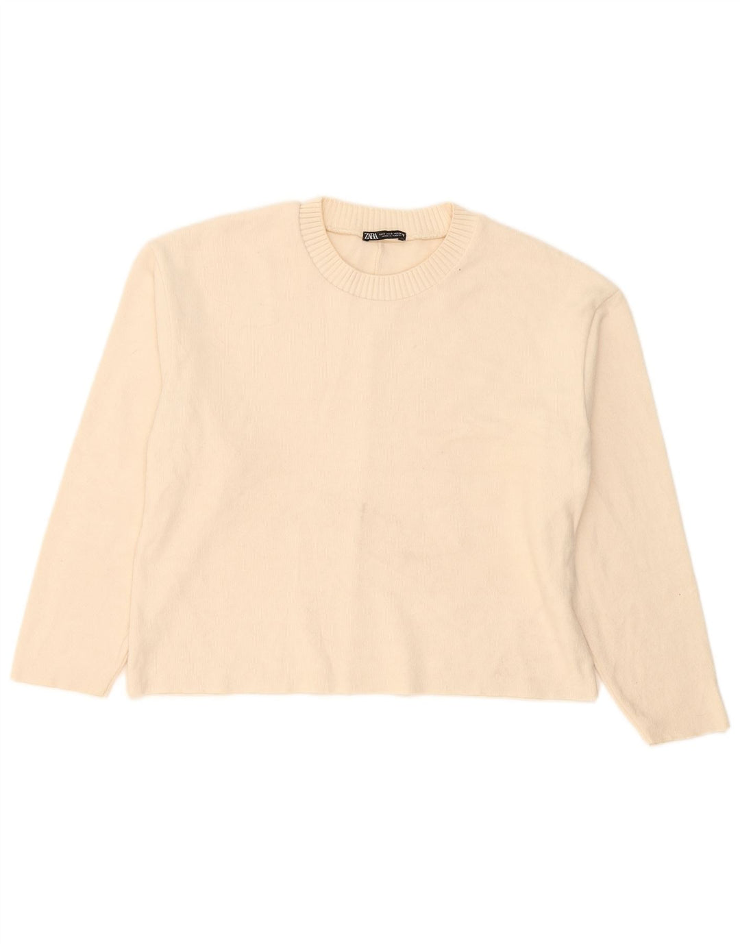 Zara Dame Oversized Crew Neck Jumper Sweater UK 10 Small Off White