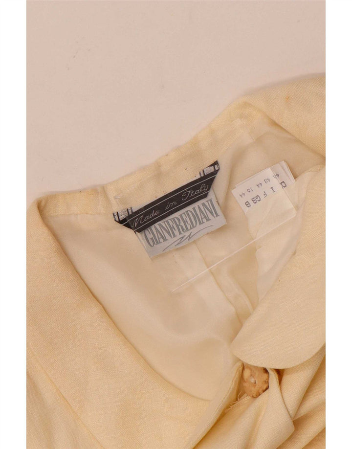 Gianfrediani Dame Kortærmet 4-knaps Blazer Jacket UK 16 Large Beige