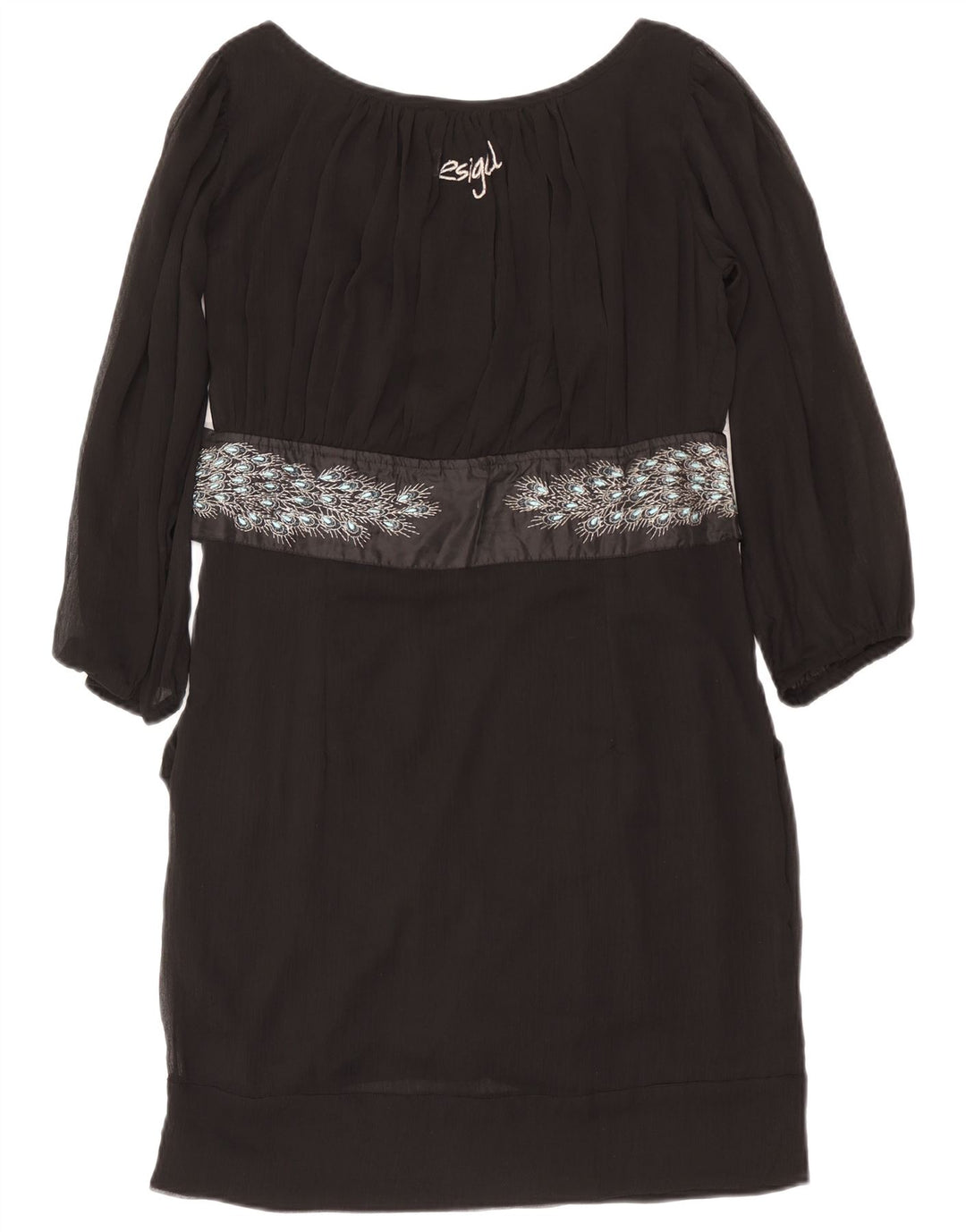 Desigual Womens Shift Dress EU 42 Large Black Animal Print Polyester