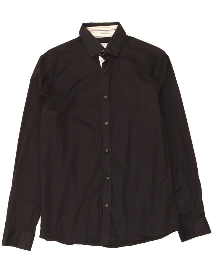 JACK & JONES Mens Tailored Shirt Medium Black Cotton Vintage Jack & Jones and Second-Hand Jack & Jones from Messina Hembry 