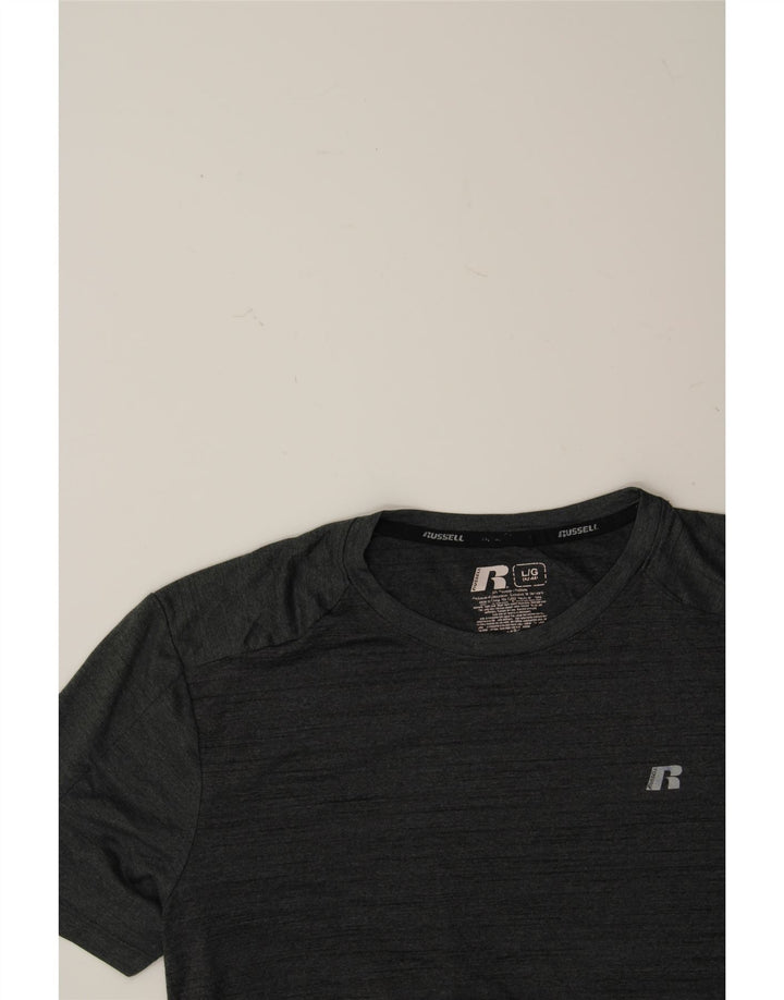 RUSSELL ATHLETIC Mens T-Shirt Top Large Grey Polyester Vintage Russell Athletic and Second-Hand Russell Athletic from Messina Hembry 
