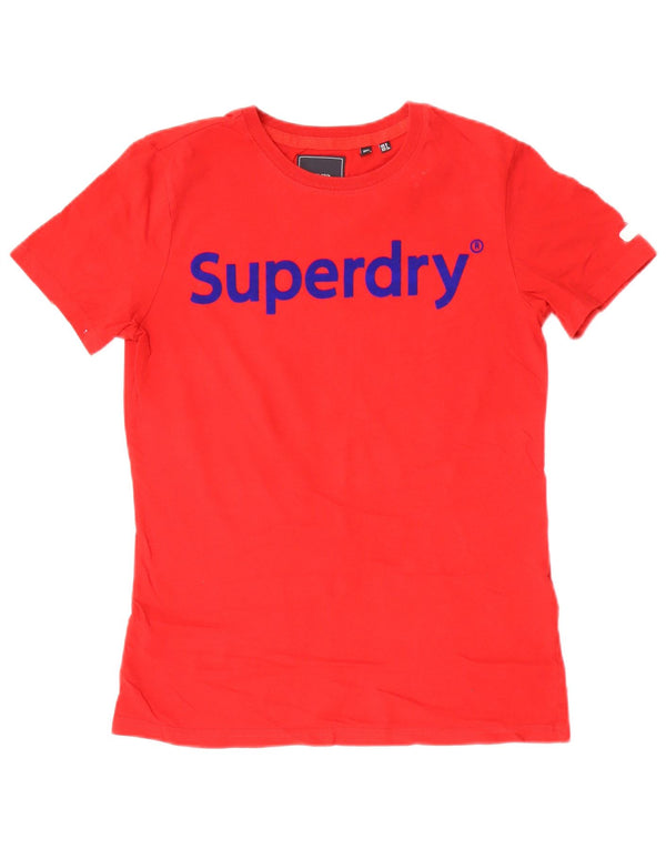 Superdry Grafisk T-shirt top til kvinder UK 8 Lille rød bomuld