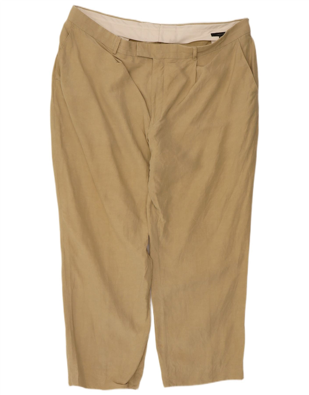 Jaeger Herre Straight Cropped Trousers W44 L26 Beige Silk