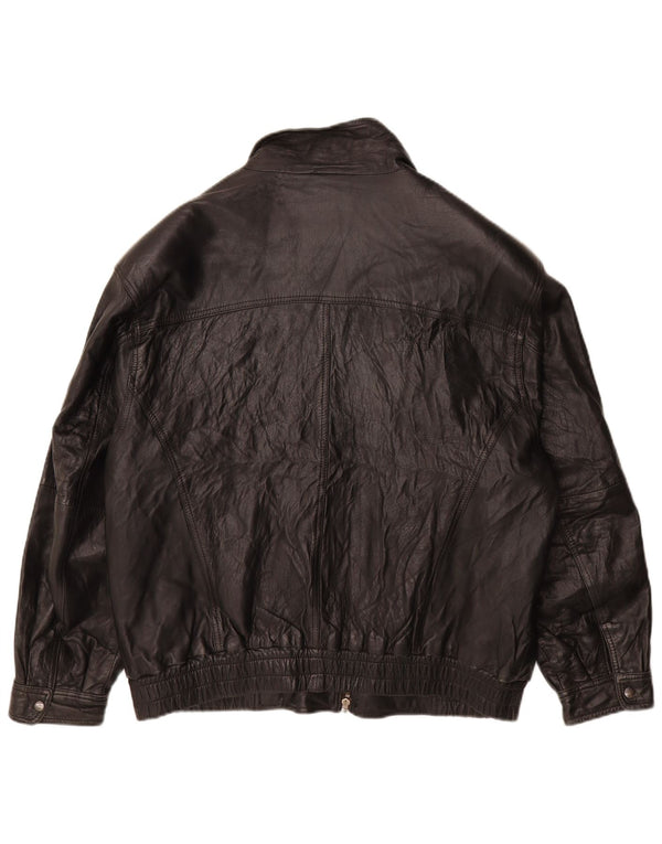 Vintage Herre Læderjakke UK 38 Medium Sort Læder