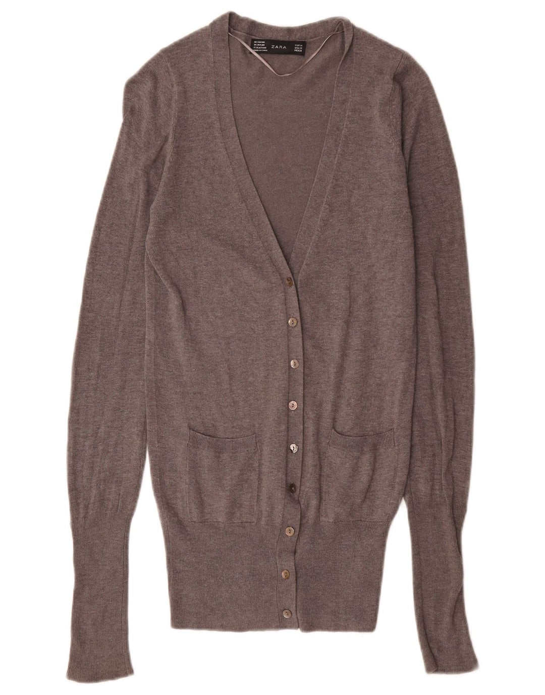 Zara Dame Cardigan Sweater UK 12 Medium Grey Rayon