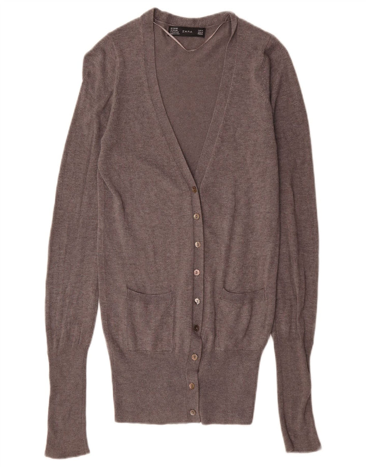 Zara Dame Cardigan Sweater UK 12 Medium Grey Rayon