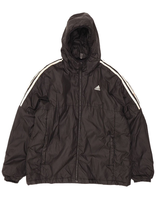 Adidas Herre hættepolstret jakke UK 42 XL Sort Polyester