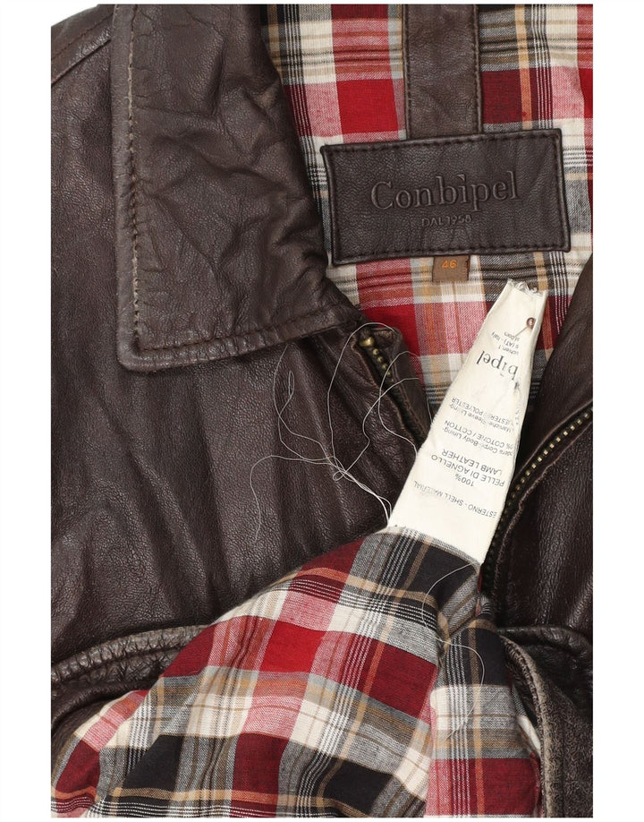 CONBIPEL Læderjakke til mænd IT 46 Lille brunt læder