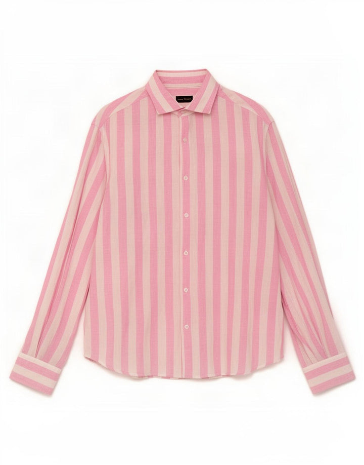 Massimo Dutti Herreskjorte XL Pink Stribet hør