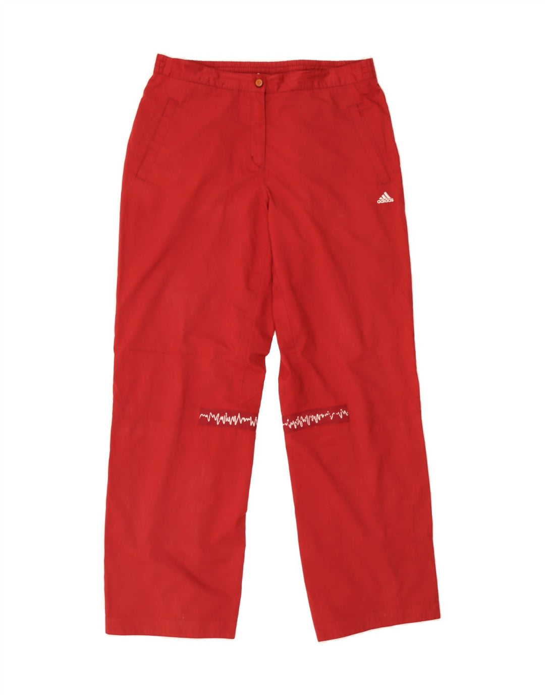 ADIDAS Womens Straight Casual Trousers UK 12 Medium W32 L31 Red Polyester Vintage Adidas and Second-Hand Adidas from Messina Hembry 