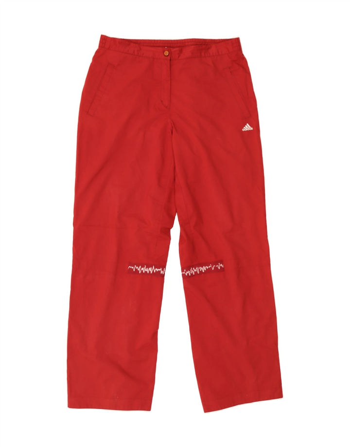 ADIDAS Womens Straight Casual Trousers UK 12 Medium W32 L31 Red Polyester Vintage Adidas and Second-Hand Adidas from Messina Hembry 