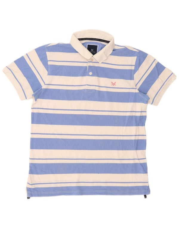 Crew Clothing Mens Polo Shirt Large Blue Striped Cotton
