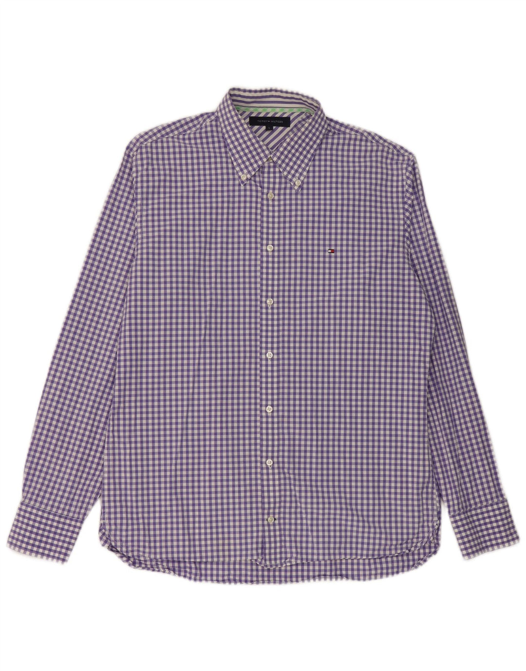 Tommy Hilfiger Herreskjorte Large Lilla Ternet Bomuld