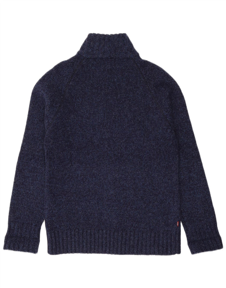 LEVI'S Herre cardigan sweater Medium Navyblå Flecked Uld