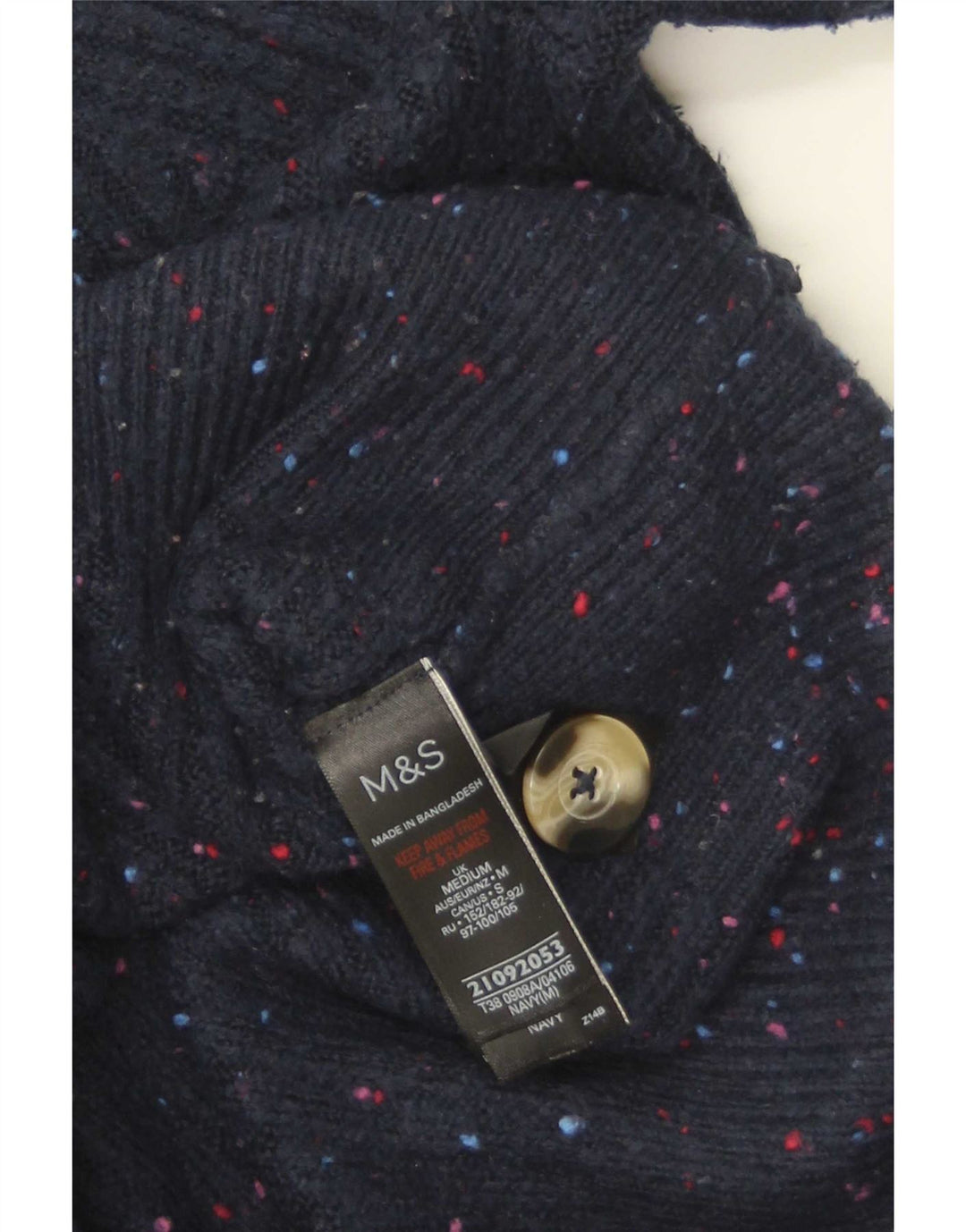 Marks & Spencer Dame Cardigan Sweater UK 14 Medium Navy Blue Flecked
