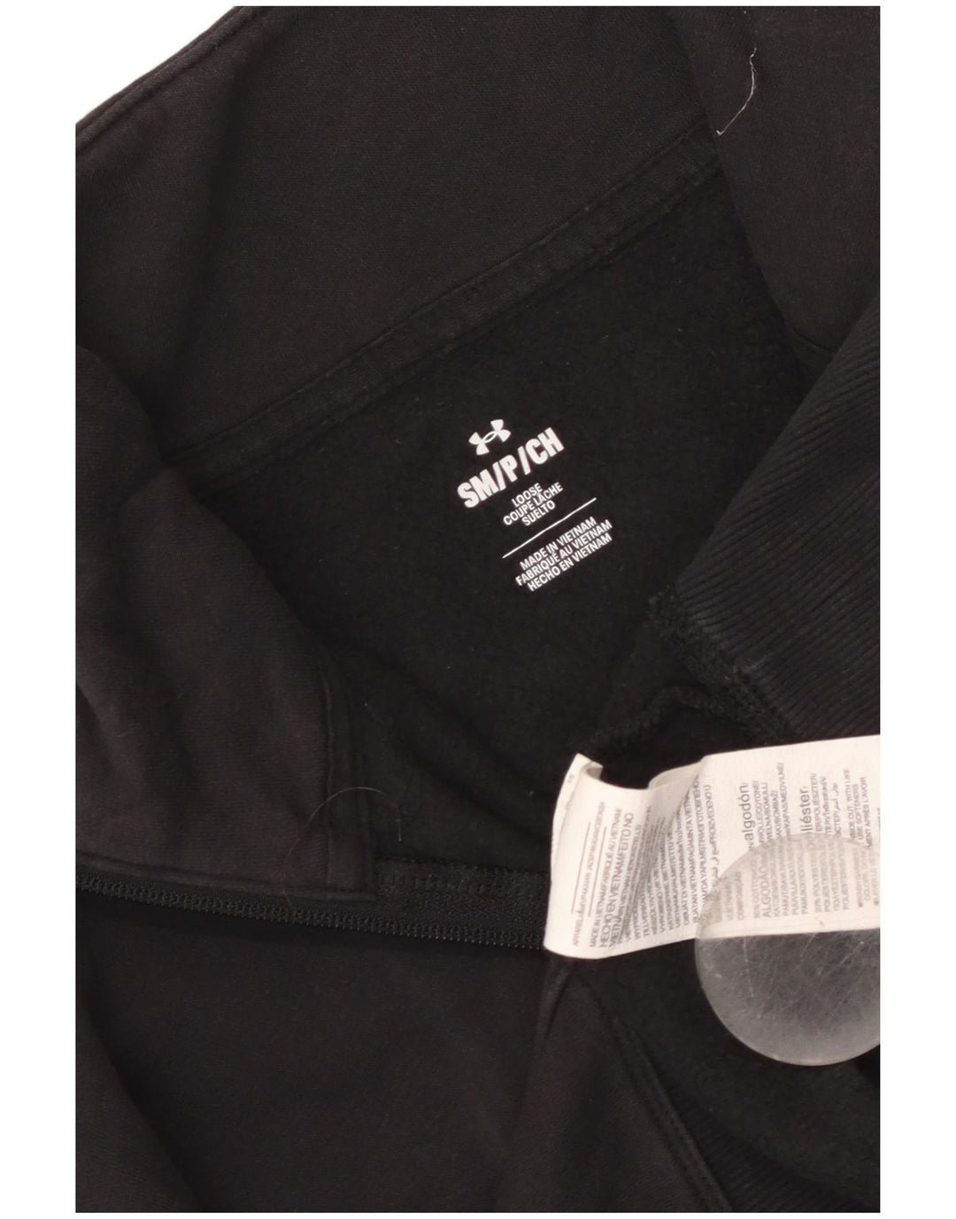 Under Armour Dame Oversized Zip Neck Sweatshirt Jumper UK 10 Small Black