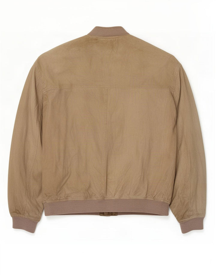 Vintage herre ruskind bomberjakke UK 38 medium beige læder