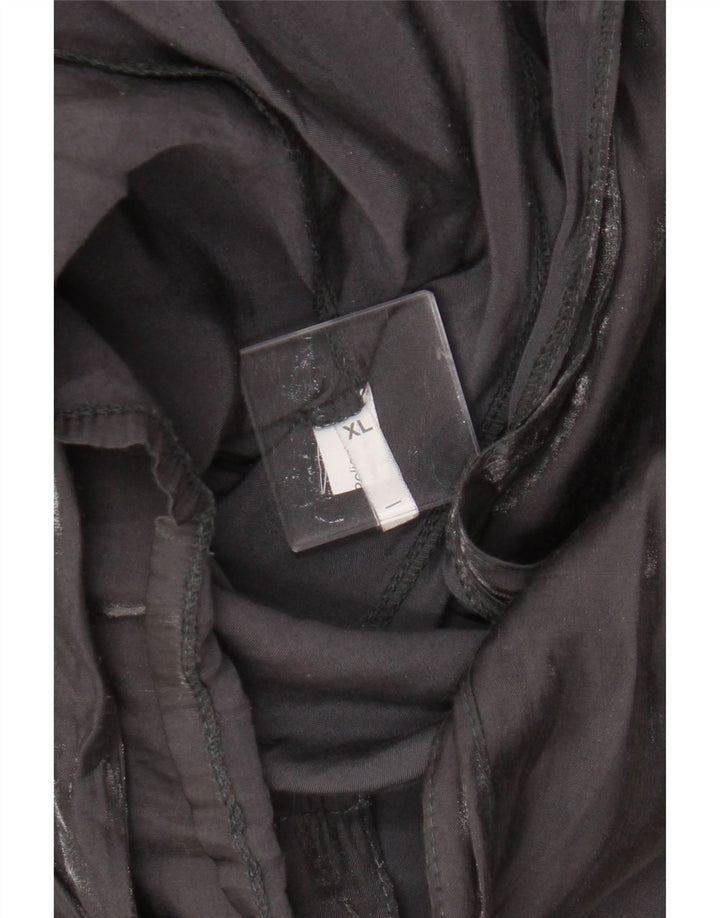 Vintage dameskjorte bluse UK 18 XL sort viskose