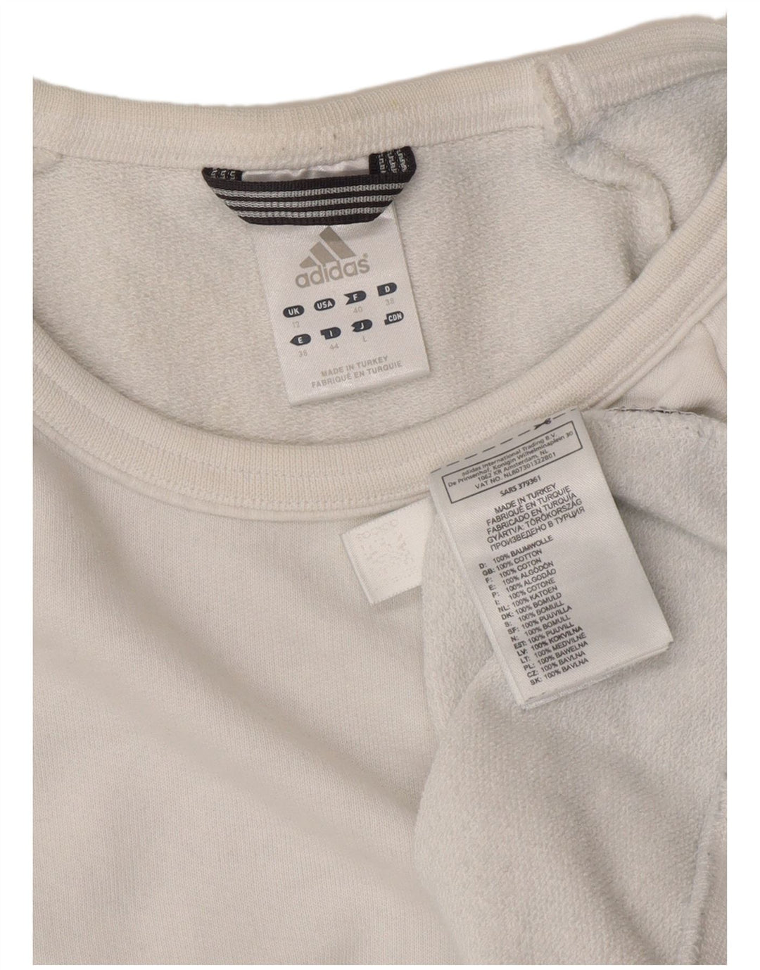 Adidas Dame Sweatshirt Jumper UK 12 Medium Hvid Bomuld