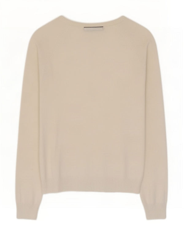 Zara Dame Cardigan Sweater UK 12 Medium White Bomuld