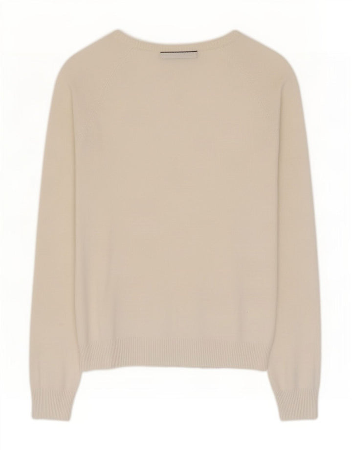Zara Dame Cardigan Sweater UK 12 Medium White Bomuld