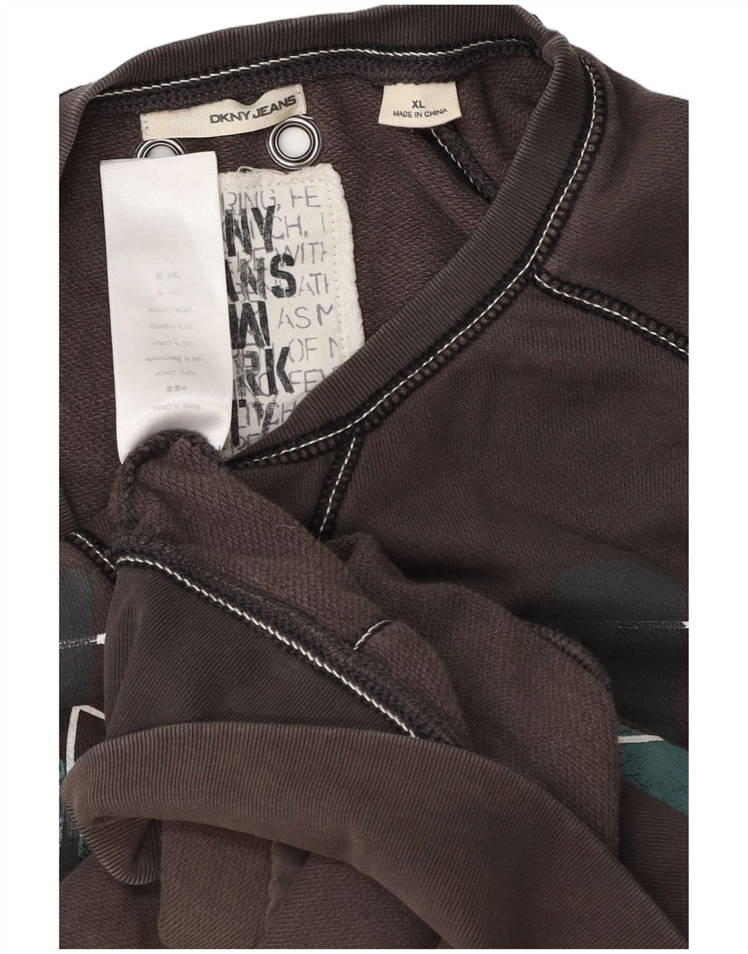 Dkny Herre Grafisk Sweatshirt Jumper XL Grå Bomuld