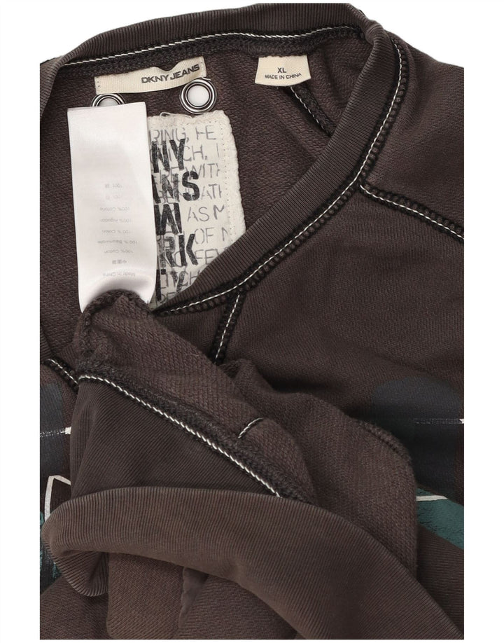 Dkny Herre Grafisk Sweatshirt Jumper XL Grå Bomuld