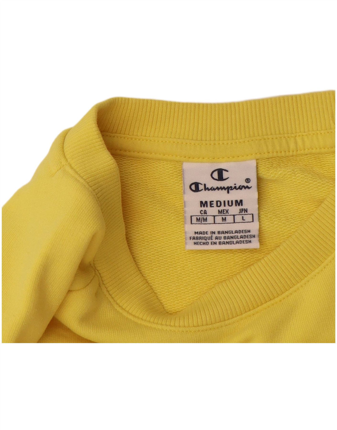 Champion Womens Crop Graphic Sweatshirt Jumper UK 14 Medium Yellow