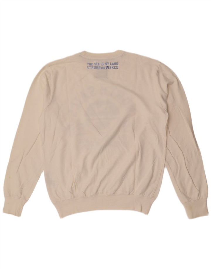 North Sails Herre Grafisk Sweatshirt Jumper Medium Hvid Bomuld