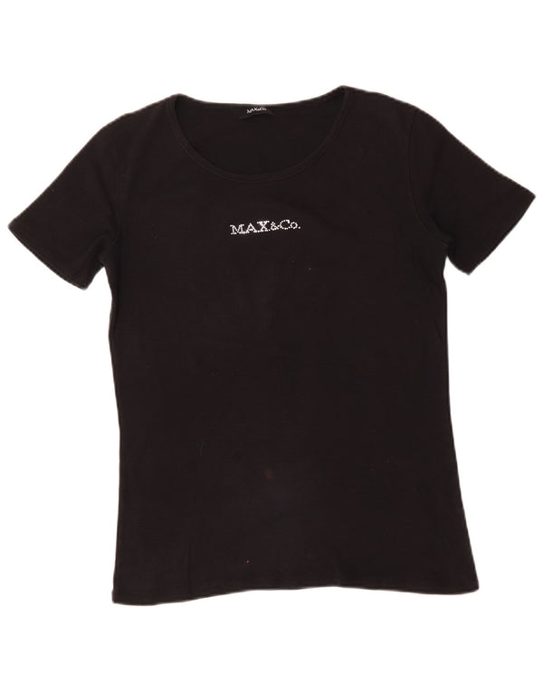Max & Co. Kvinder grafisk T-shirt top UK 14 Large Sort