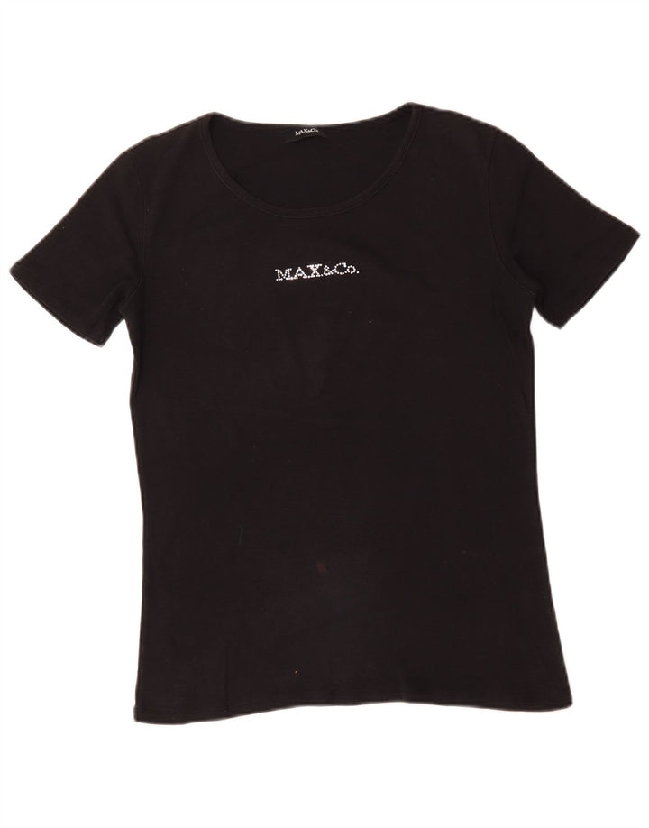 Max & Co. Kvinder grafisk T-shirt top UK 14 Large Sort