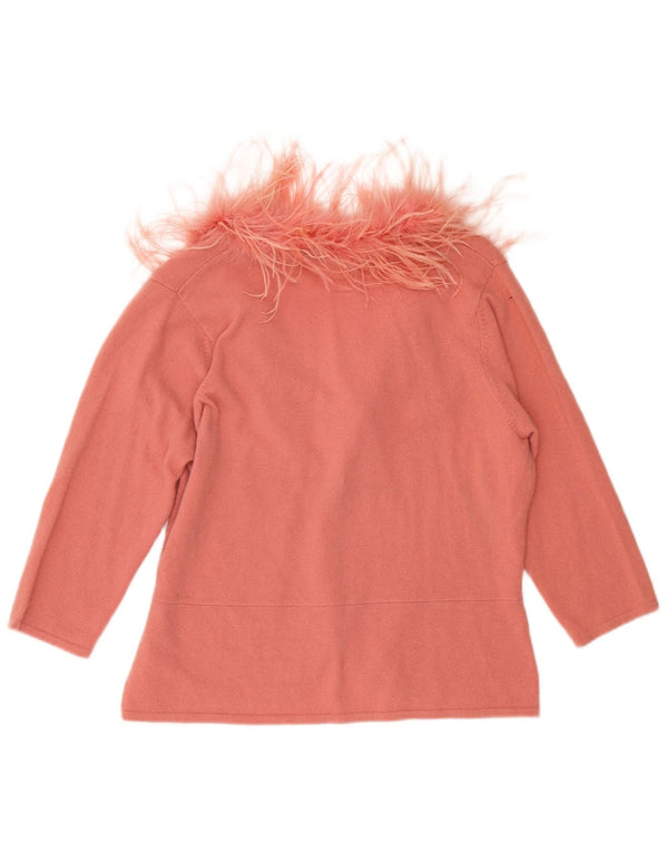 Monsoon dame cardigantrøje med 3/4 ærmer UK 18 XL Pink Uld