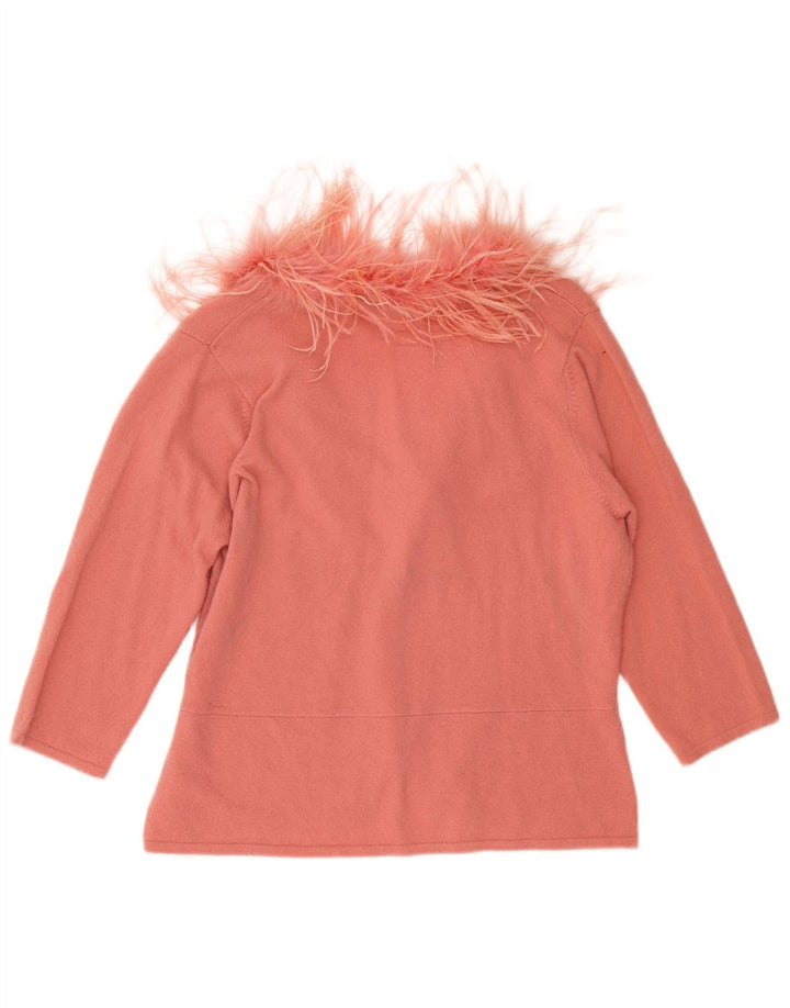 Monsoon dame cardigantrøje med 3/4 ærmer UK 18 XL Pink Uld