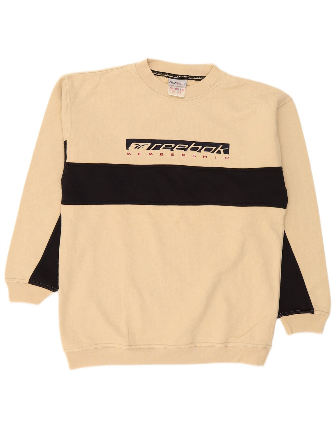 Reebok grafisk sweatshirt til mænd, lille beige colourblock bomuld
