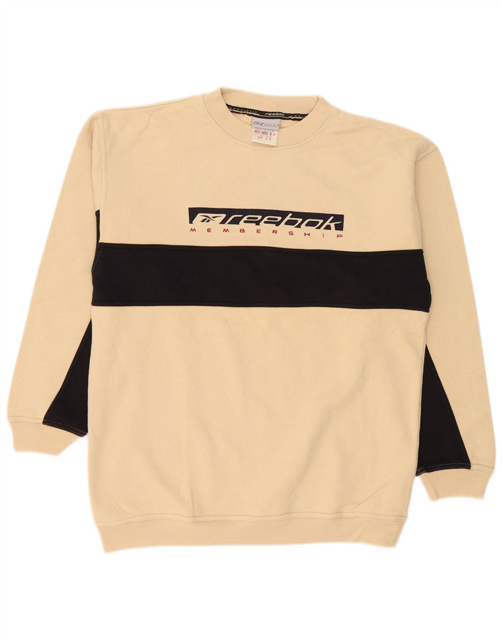 Reebok grafisk sweatshirt til mænd, lille beige colourblock bomuld