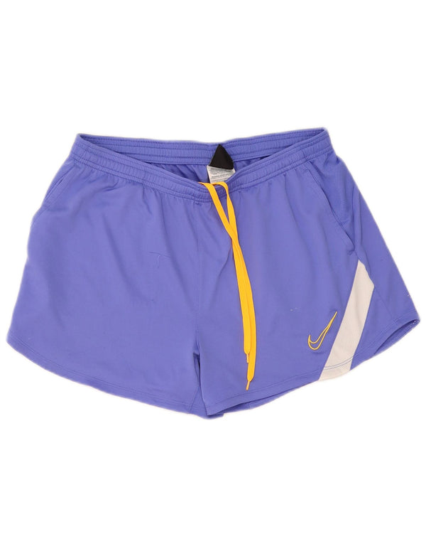 Nike Dame Dri Fit sportsshorts UK 14 Large Purple Colourblock Polyester