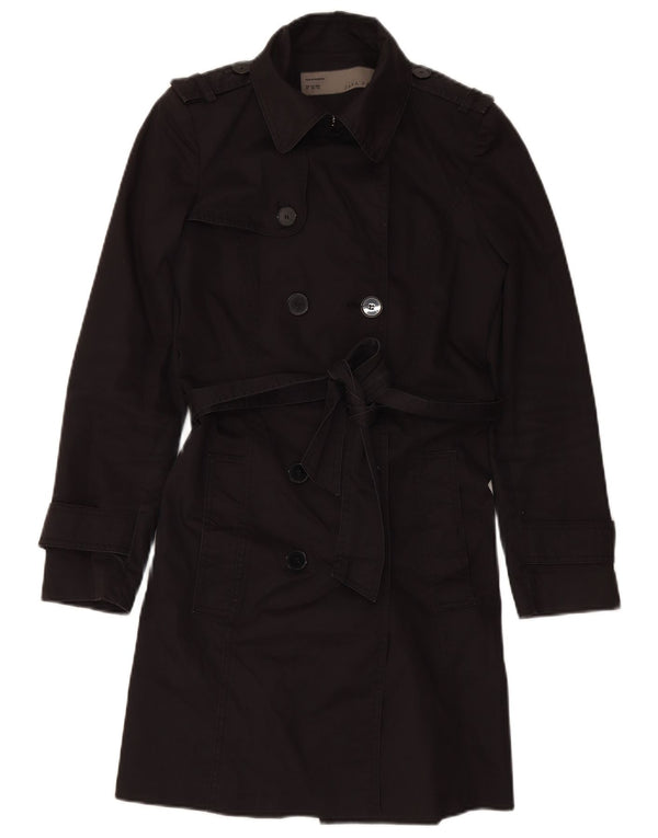 ZARA Trench Coat til kvinder UK 6 XS Sort bomuld
