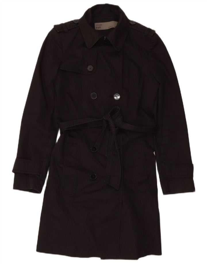ZARA Trench Coat til kvinder UK 6 XS Sort bomuld