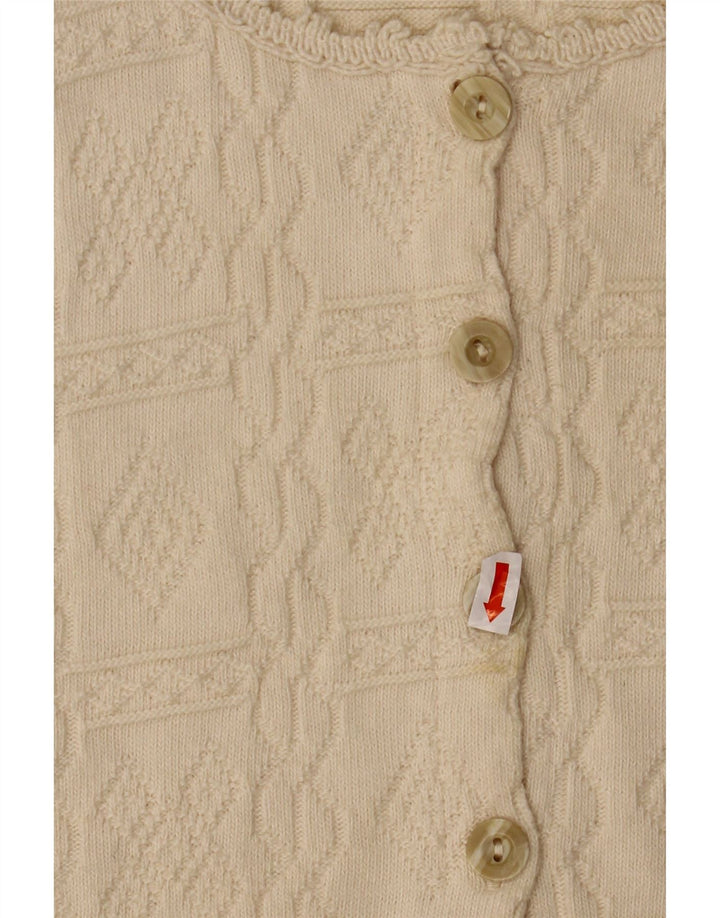 LEONOR Womens Crop Ærmeløs cardigantrøje UK 10 Lille beige bomuld