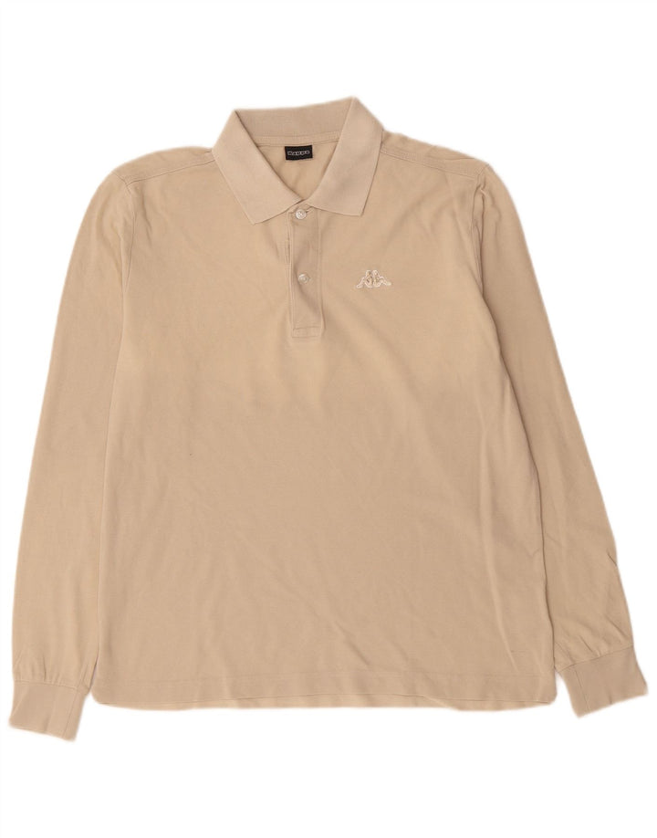 KAPPA Langærmet poloshirt til mænd Lille beige bomuld