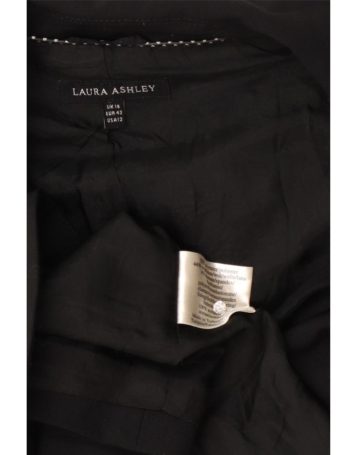 Laura Ashley Dame 1 Knap Blazer Jakke UK 16 Stor Sort Polyester