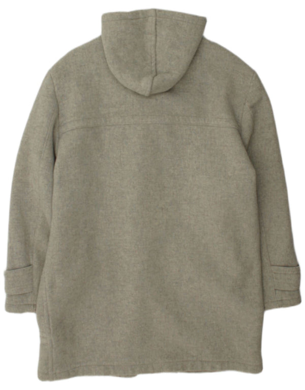 Zip Mens Hooded Duffle Coat UK 42 XL Khaki Wool