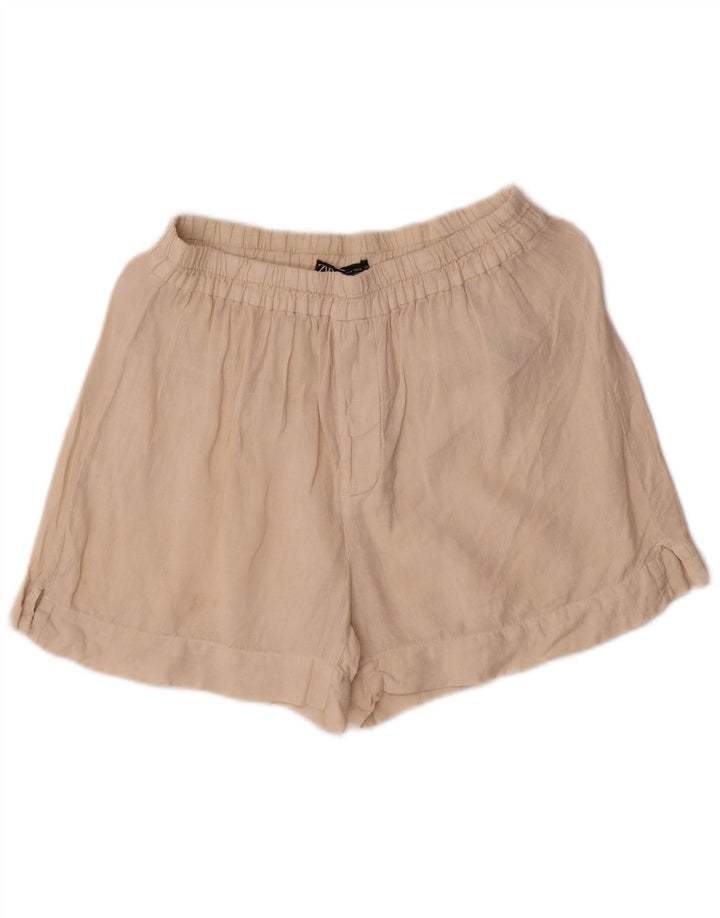 Zara Casual Shorts til kvinder Medium W28 Off White Linned