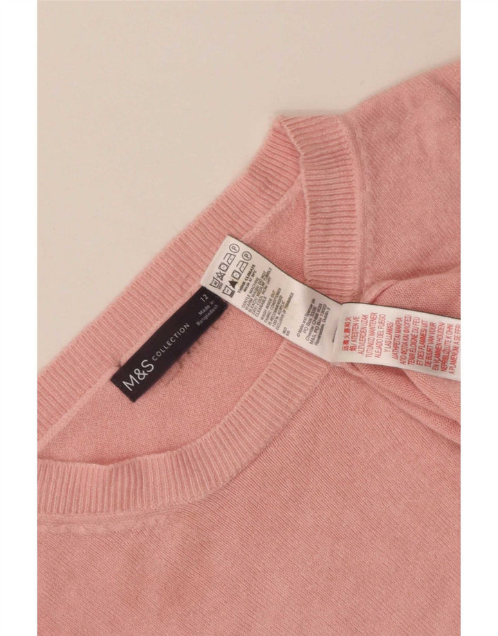 Marks & Spencer Dame Crop Boat Neck Jumper Sweater UK 12 Medium Pink