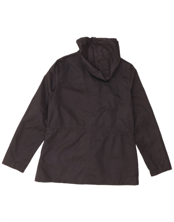 Fat Face Dame Hætte Regnjakke UK 12 Medium Navy Blue Polyester