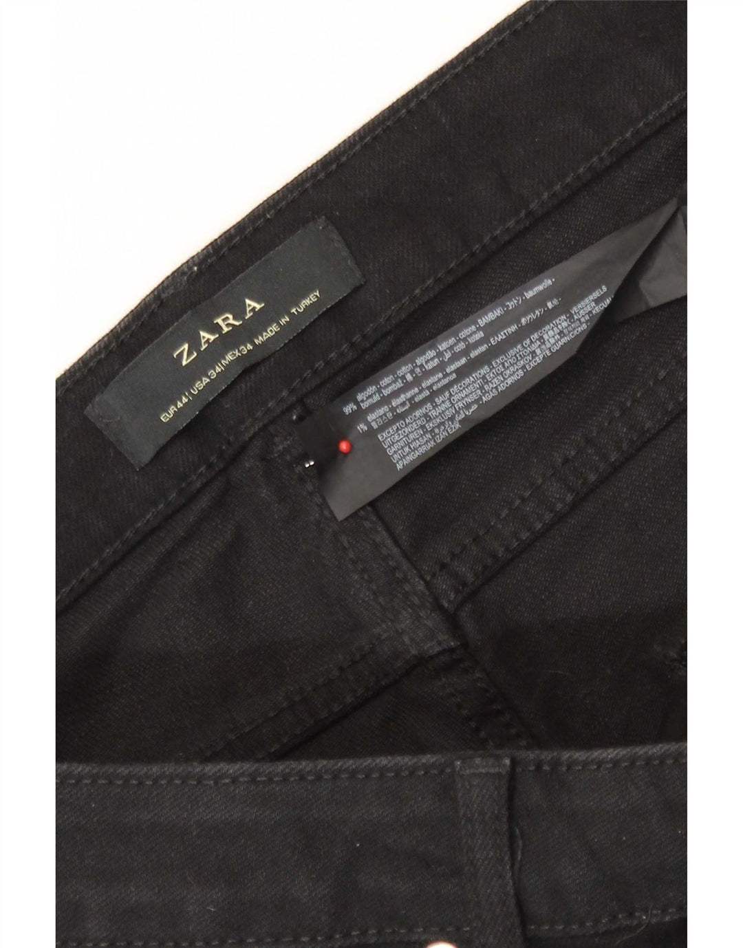 Zara Herre Slim Jeans EU 44 Large W34 L29 Sort Bomuld