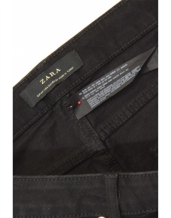 Zara Herre Slim Jeans EU 44 Large W34 L29 Sort Bomuld