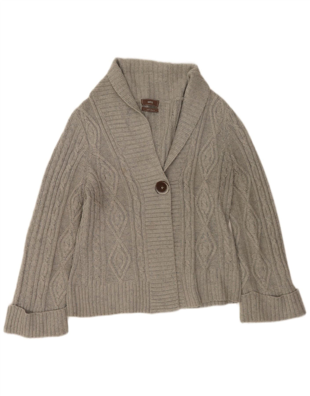 Marks & Spencer Dame Cardigan Sweater UK 14 Stor Grå Akryl
